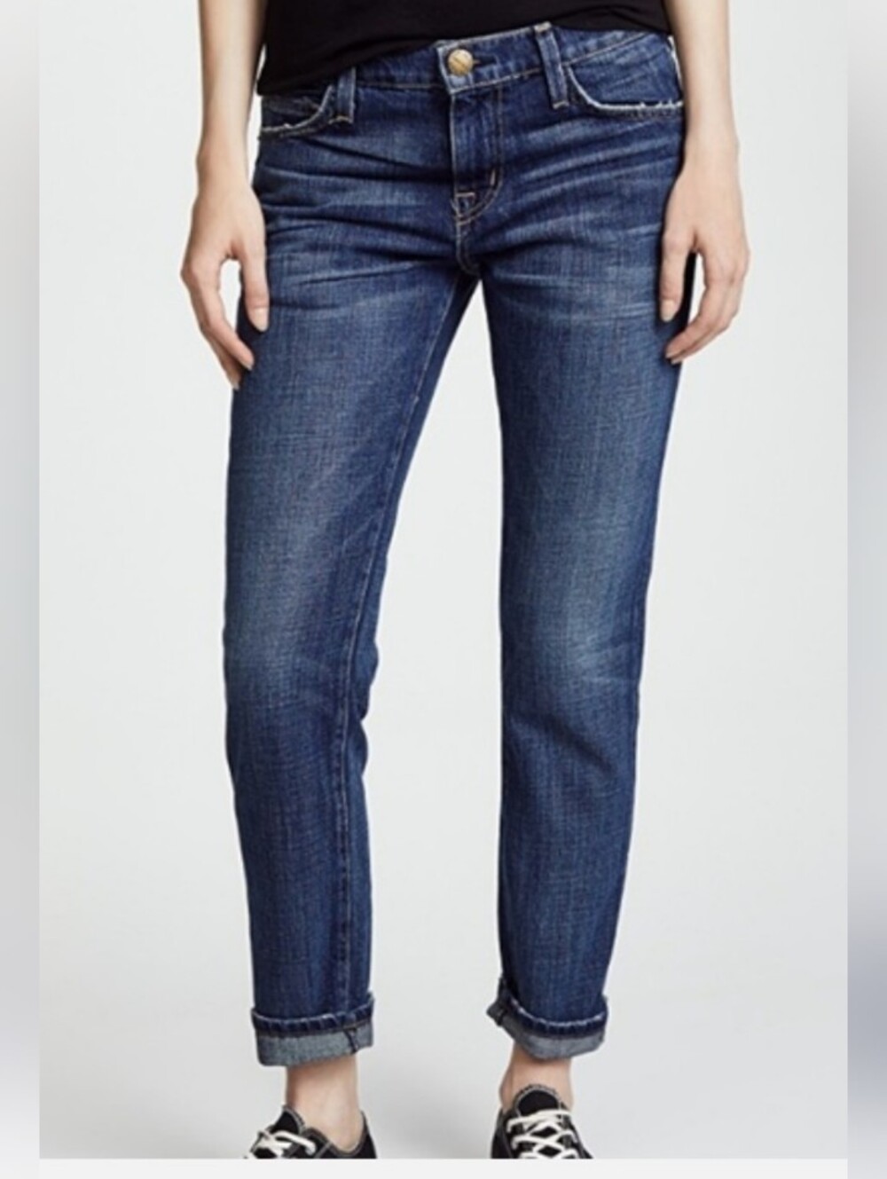 Current/Elliot The Boyfriend New Worn Distressed Cropped Relaxed Jeans